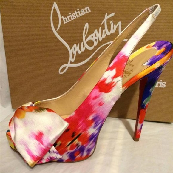 Christian Louboutin VENDOME SLING NODO Satin Bouquet Bow Heel Shoes Sandal - Picture 2 of 12